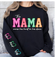This Mama Wears Her Heart on Her Sleeve Png, Mama Bundle, you can add Kids Names, Mothers Day Gift, Svg Gift for Her, Digital File