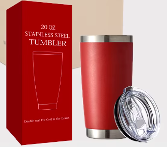 20oz Powder Coated Double Wall Stainless Steel Insulated Vacuum Coffee Tumbler with Lid