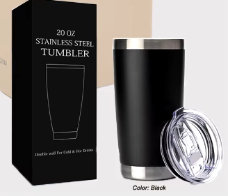 20oz Powder Coated Double Wall Stainless Steel Insulated Vacuum Coffee Tumbler with Lid