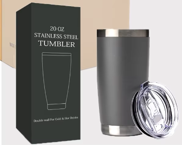 20oz Powder Coated Double Wall Stainless Steel Insulated Vacuum Coffee Tumbler with Lid