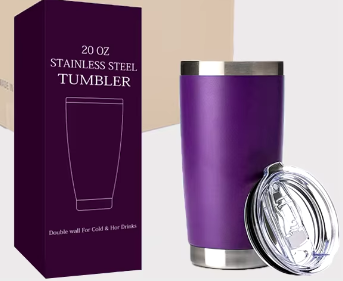 20oz Powder Coated Double Wall Stainless Steel Insulated Vacuum Coffee Tumbler with Lid
