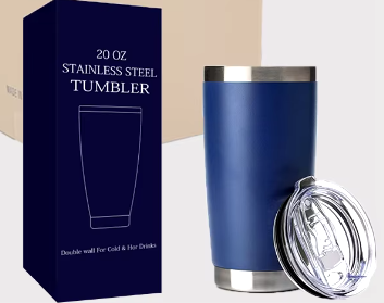 20oz Powder Coated Double Wall Stainless Steel Insulated Vacuum Coffee Tumbler with Lid