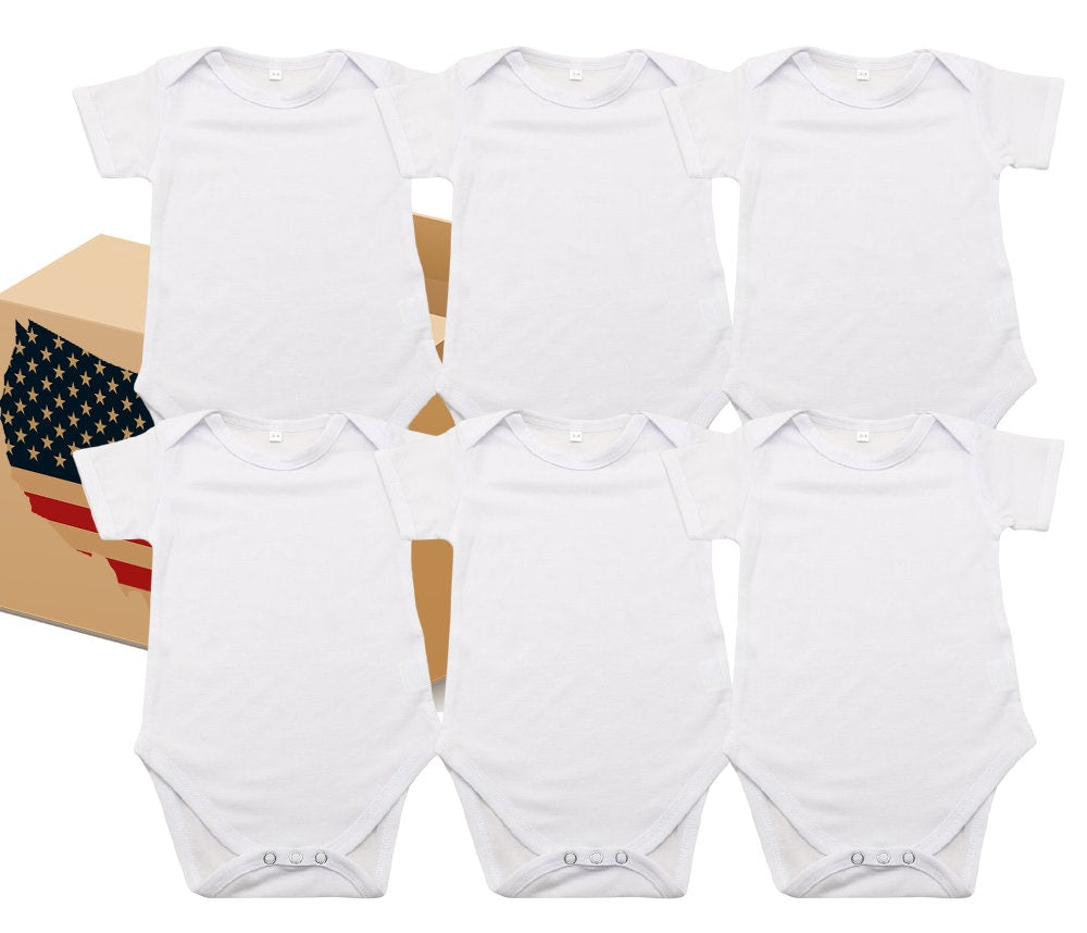 100% Polyester Bodysuit Blanks, Sublimation, DIY Personalize Blanks, Baby bodysuits blanks, Infant romper, Screen printing Embroidery Blanks
