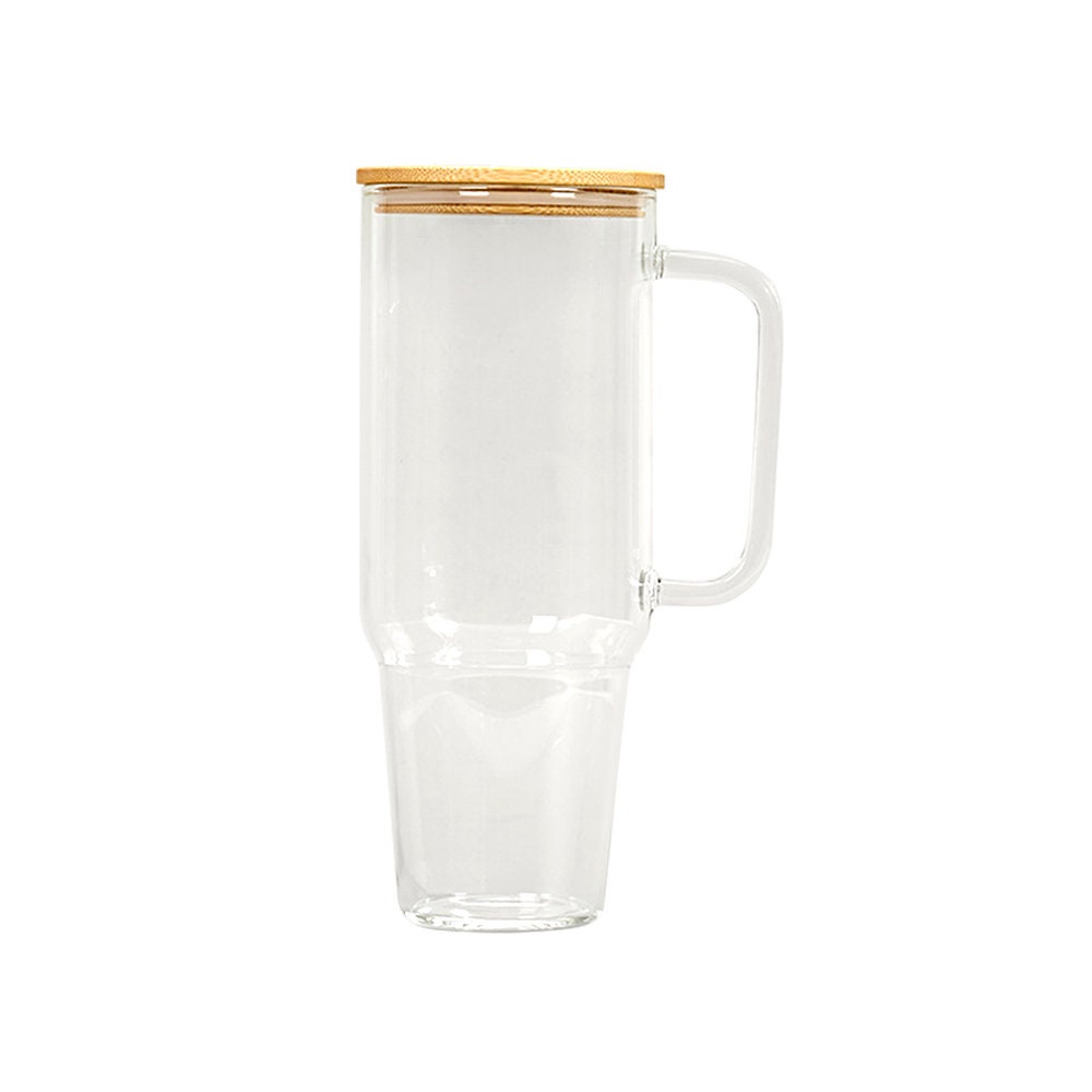 Sublimation Glass Frosted\Clear Tumbler with Handle. Bambo Lid Included-32oz\40oz.
