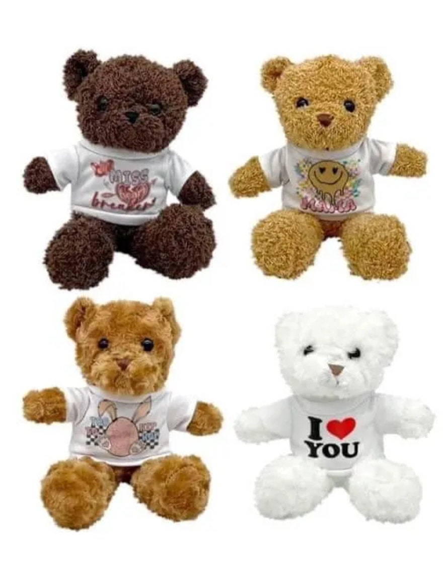12" Teddy Bear With Sublimation Blank T-shirt | Custom teddy bear | Personalized Teddy bears with shirts