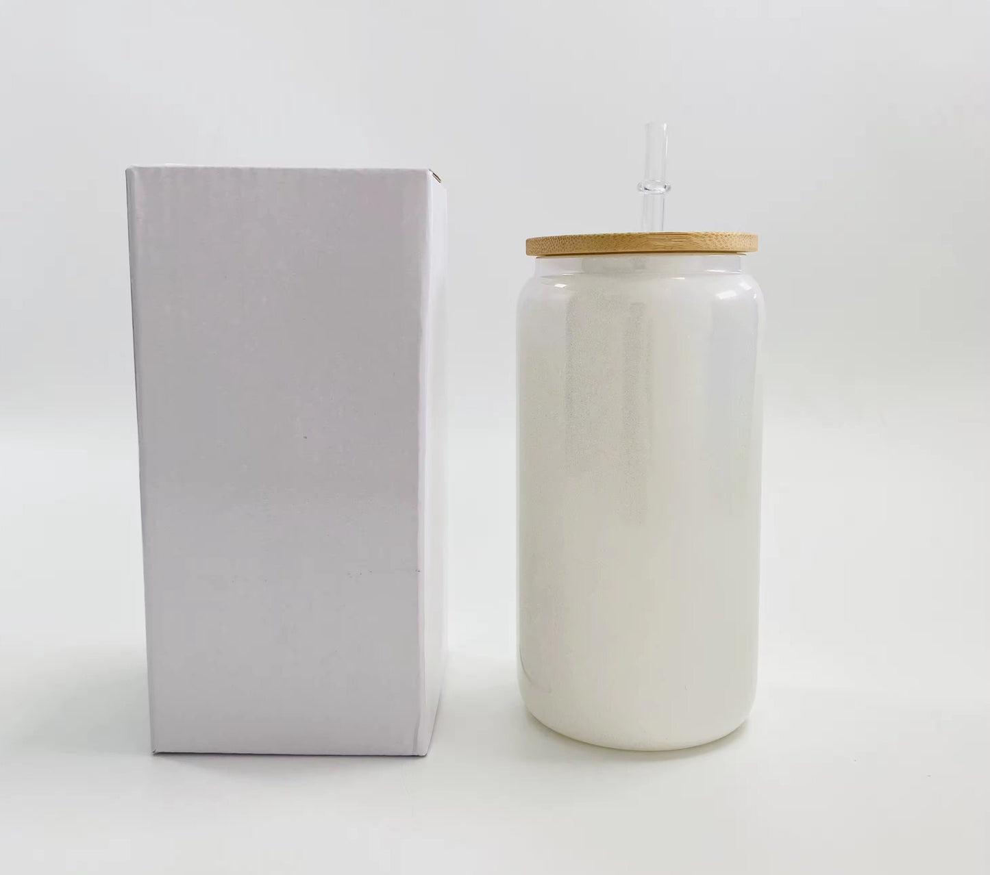 Shimmer 16oz Glass with Bamboo Lid & Straw