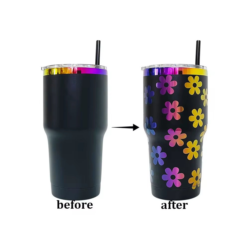 Powder Coated 30oz rainbow plated Tumblers.