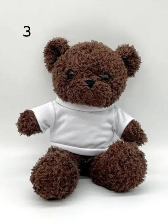 12" Teddy Bear With Sublimation Blank T-shirt | Custom teddy bear | Personalized Teddy bears with shirts