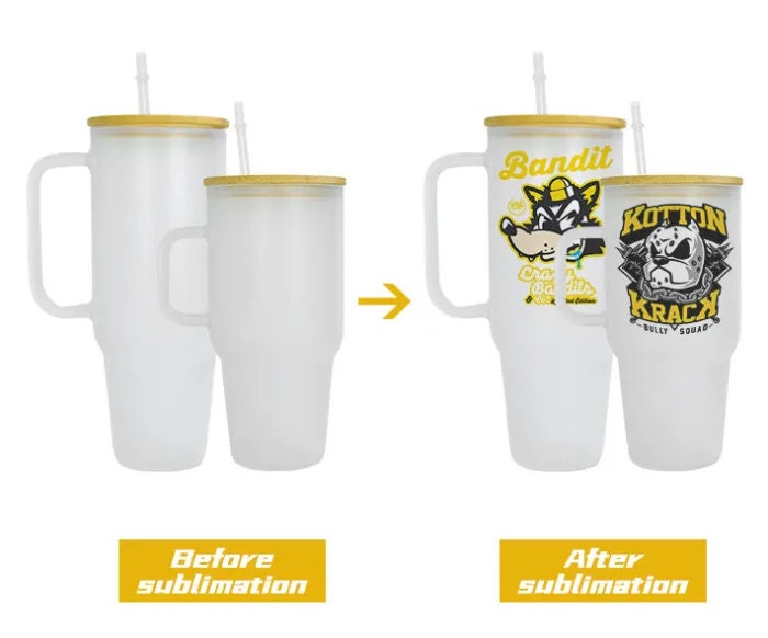 Sublimation Glass Frosted\Clear Tumbler with Handle. Bambo Lid Included-32oz\40oz.