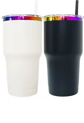 Powder Coated 30oz rainbow plated Tumblers.