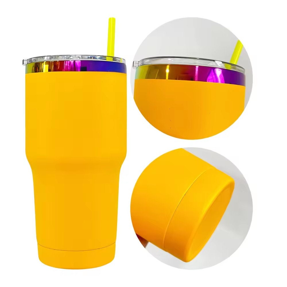 Powder Coated 30oz rainbow plated Tumblers.