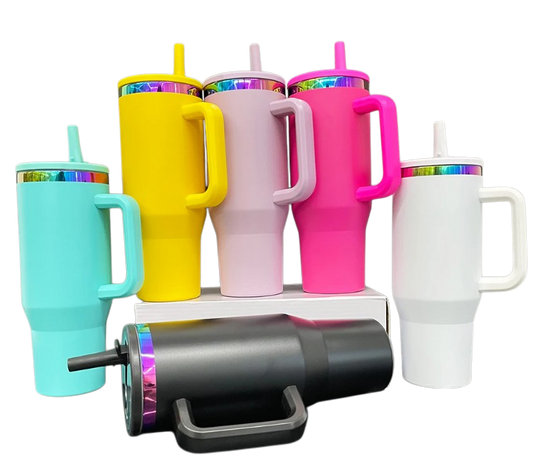 16-Pack 40oz Rainbow Stainless Steel Travel Mugs – Double Wall Vacuum Insulated, Hot & Cold Tumblers