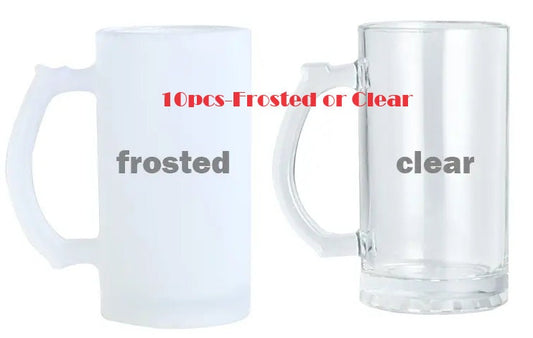 16oz Sublimation Beer Mugs-Frosted or Clear