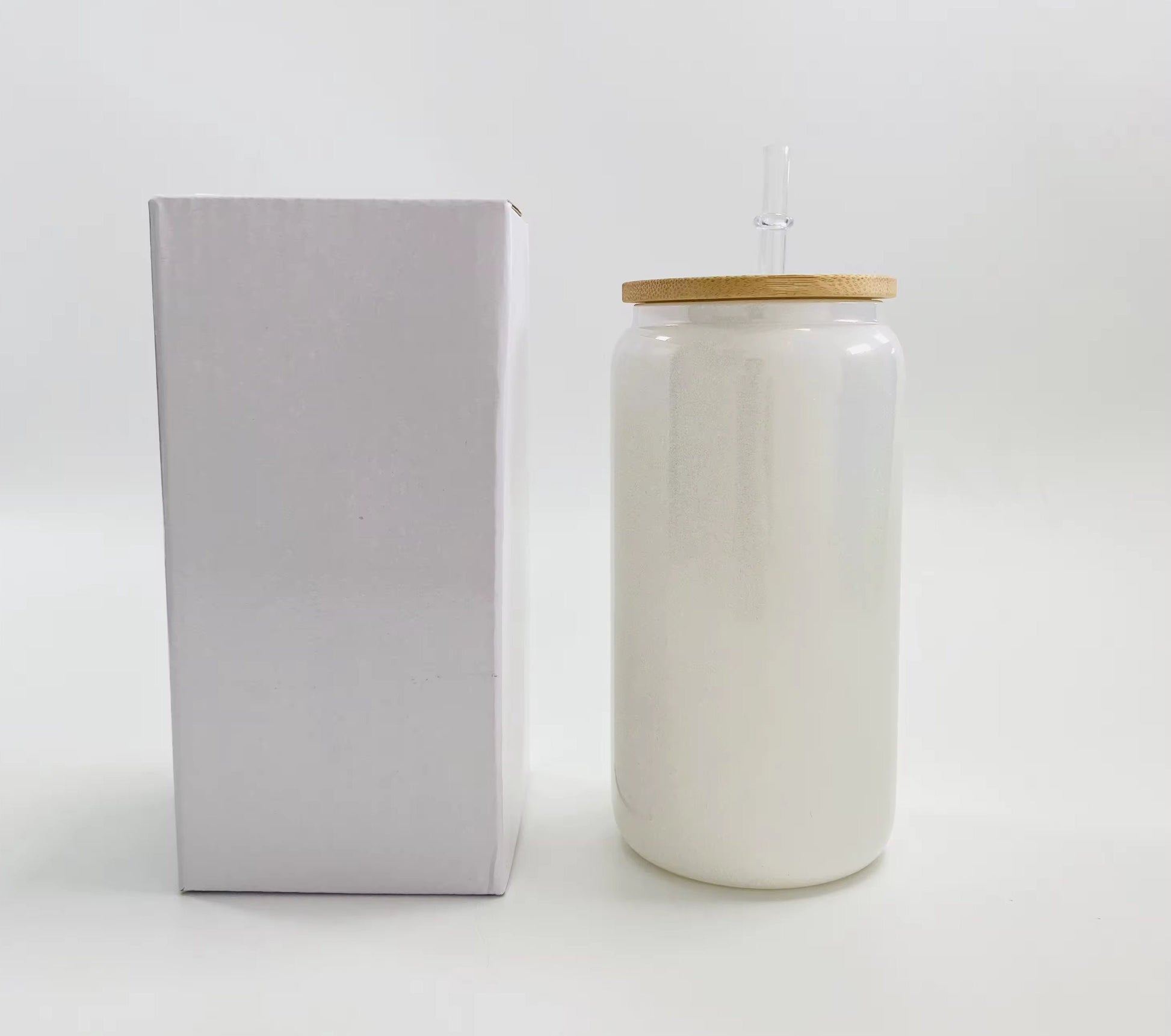 Shimmer 16oz Glass with Bamboo Lid & Straw